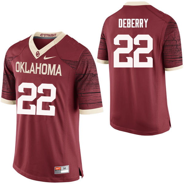 Men Oklahoma Sooners #22 Ricky DeBerry College Football Jerseys Limited-Crimson
